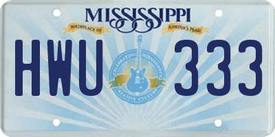 MS license plate HWU333