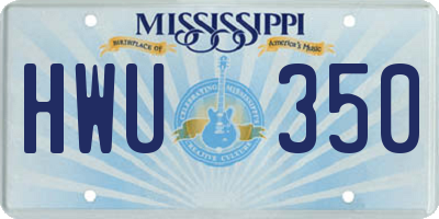 MS license plate HWU350