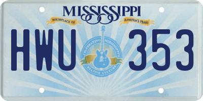 MS license plate HWU353