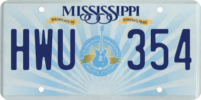 MS license plate HWU354