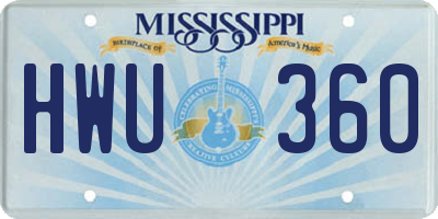 MS license plate HWU360