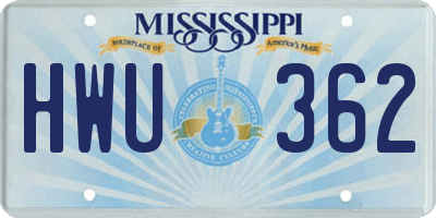 MS license plate HWU362