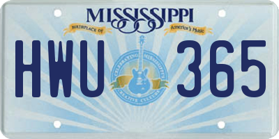 MS license plate HWU365