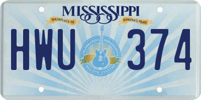 MS license plate HWU374