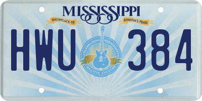 MS license plate HWU384