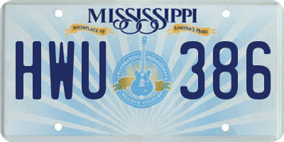 MS license plate HWU386