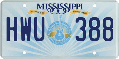 MS license plate HWU388