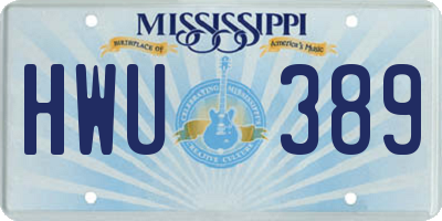 MS license plate HWU389