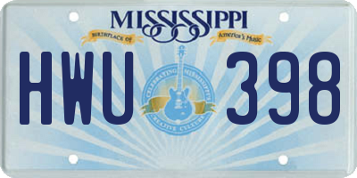 MS license plate HWU398