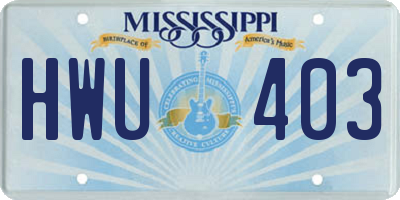 MS license plate HWU403