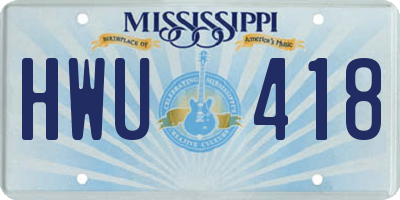 MS license plate HWU418