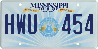 MS license plate HWU454