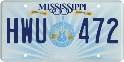 MS license plate HWU472
