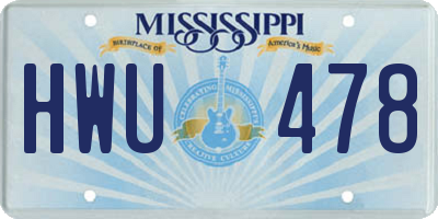 MS license plate HWU478