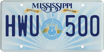 MS license plate HWU500
