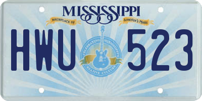 MS license plate HWU523