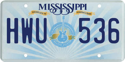 MS license plate HWU536