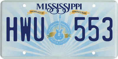 MS license plate HWU553