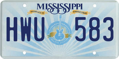 MS license plate HWU583