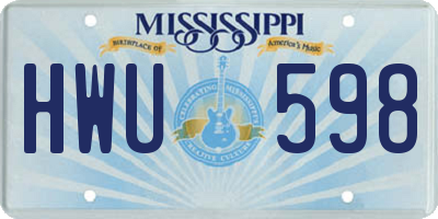 MS license plate HWU598