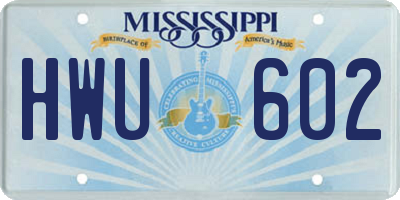 MS license plate HWU602