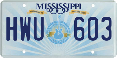 MS license plate HWU603