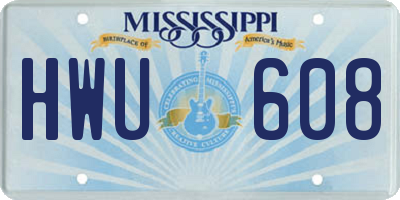 MS license plate HWU608