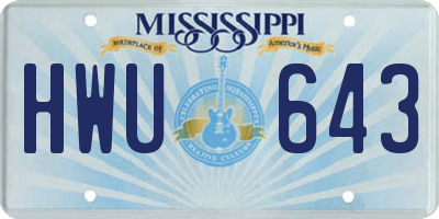 MS license plate HWU643