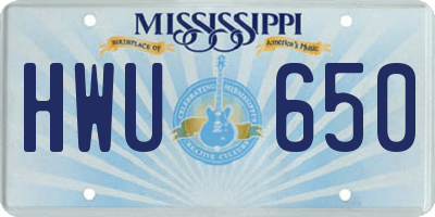 MS license plate HWU650