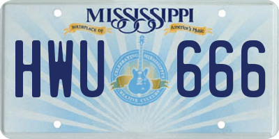 MS license plate HWU666