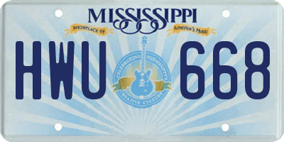 MS license plate HWU668