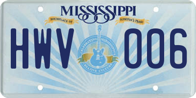 MS license plate HWV006