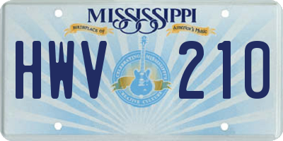 MS license plate HWV210