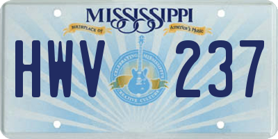 MS license plate HWV237