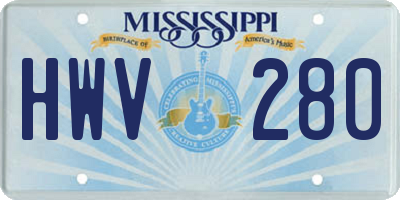 MS license plate HWV280