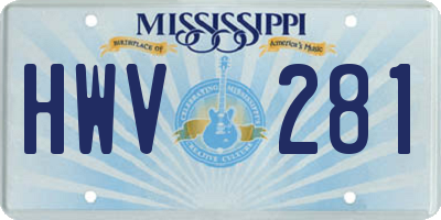 MS license plate HWV281