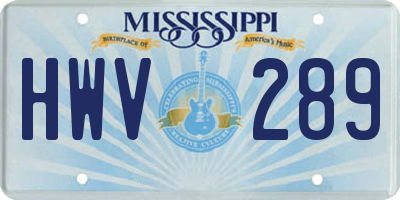 MS license plate HWV289