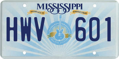 MS license plate HWV601