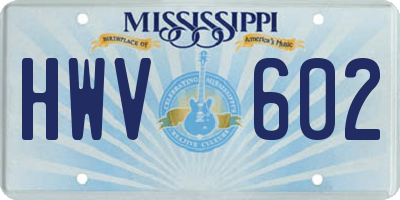 MS license plate HWV602