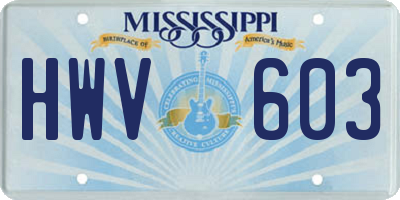 MS license plate HWV603