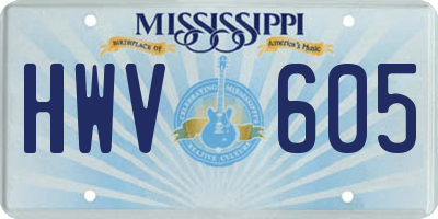 MS license plate HWV605