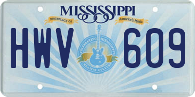 MS license plate HWV609