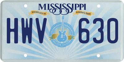MS license plate HWV630