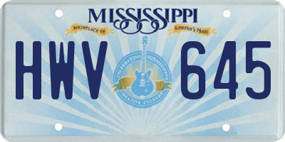 MS license plate HWV645