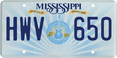 MS license plate HWV650