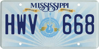 MS license plate HWV668