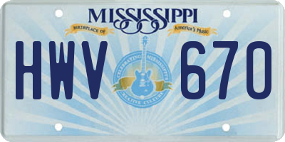 MS license plate HWV670