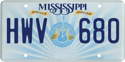 MS license plate HWV680