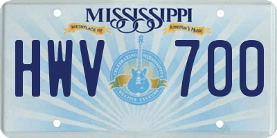 MS license plate HWV700
