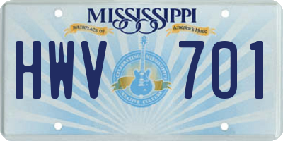 MS license plate HWV701